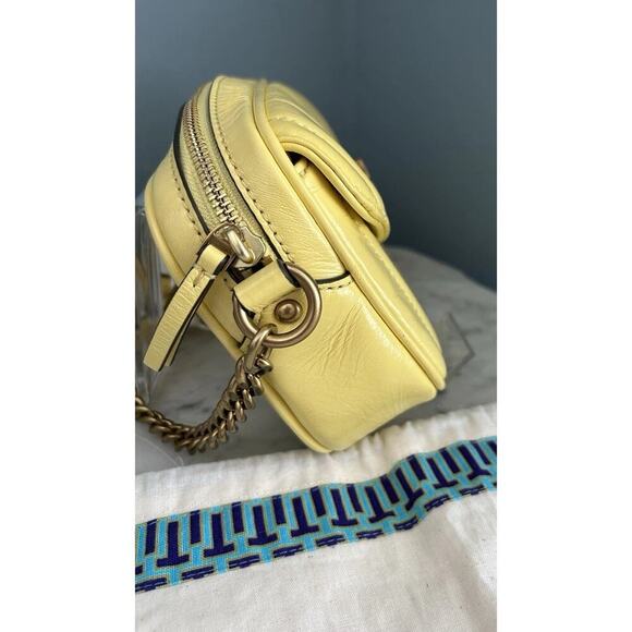 NWT Tory Burch Kira Patent Camera Bag Lemon Yellow 142808 Puffy Crossbody Mini - Picture 16 of 16